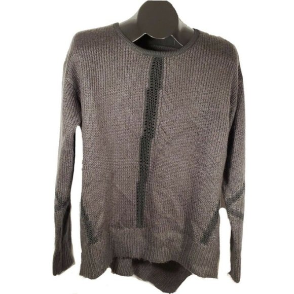 DEVOTED Colorblock Open Knit Sweater Medium Black Charcoal Long Sleeve Acrylic - Picture 3 of 10